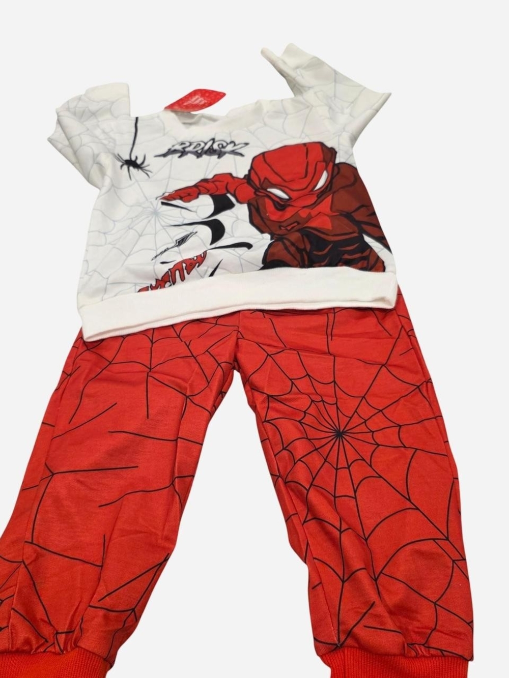 PatPat Red and White Spider Web Kids Matching Set